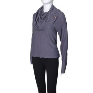 LARA MILLER "Kelleigh Flip" Slate Blue Convertible Reversible Cowlneck Hoodie M